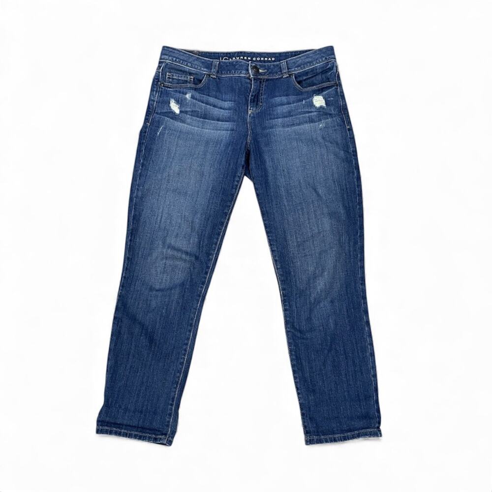 LC Lauren Conrad Distressed Boyfriend Womens Size 10 Blue Denim Jeans